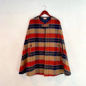 Orange, blue, & tan plaid cape